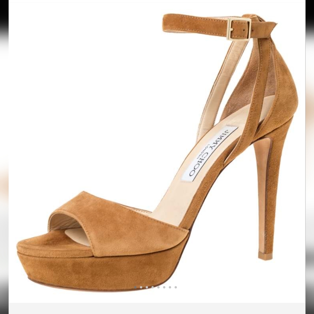 Jimmy Choo Brown suede leather Kayden ankle strap sandals
